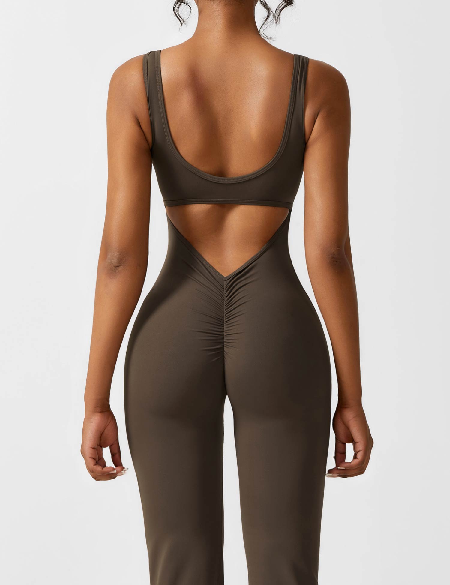 Women’s Open Back Activewear Jumpsuit – Flared Sportswear Outfit