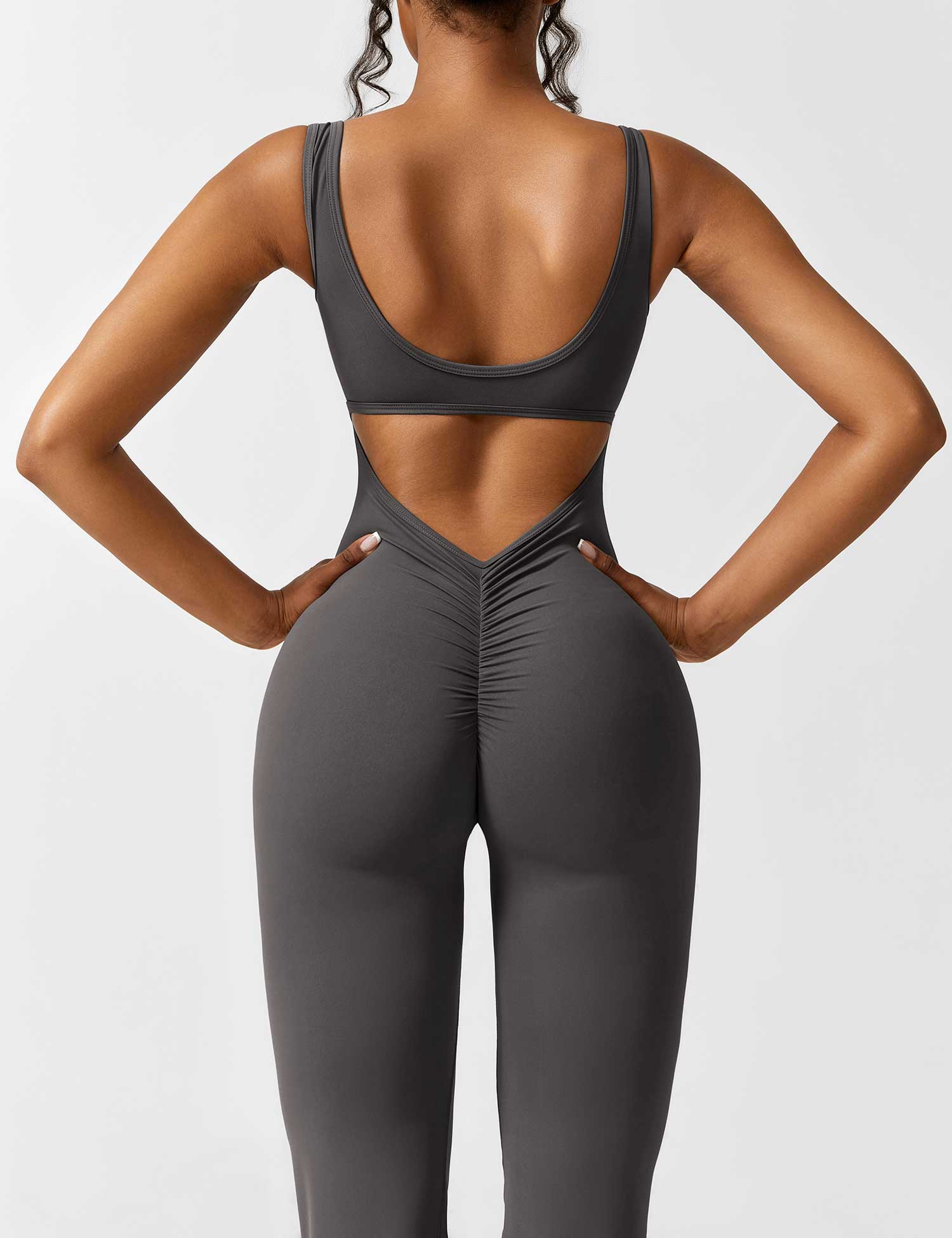 Women’s Open Back Activewear Jumpsuit – Flared Sportswear Outfit