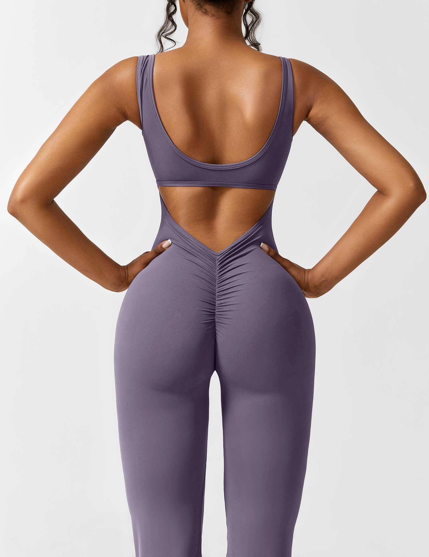 Women’s Open Back Activewear Jumpsuit – Flared Sportswear Outfit