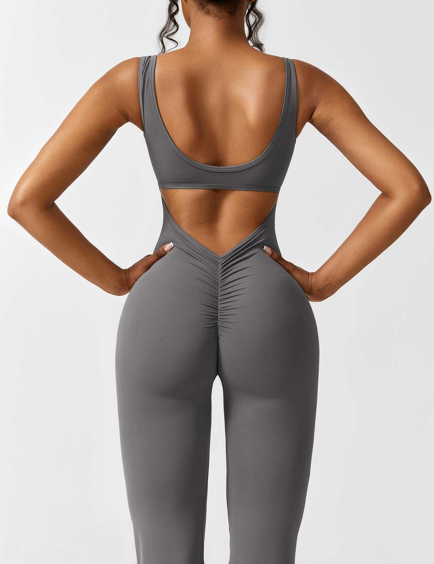 Women’s Open Back Activewear Jumpsuit – Flared Sportswear Outfit