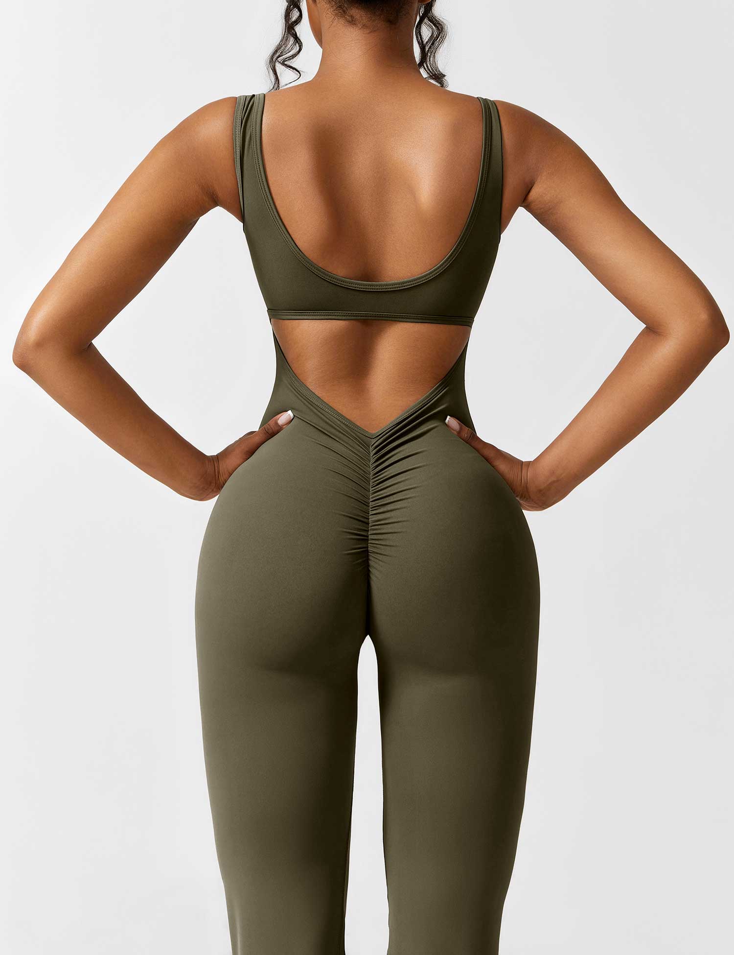 Women’s Open Back Activewear Jumpsuit – Flared Sportswear Outfit