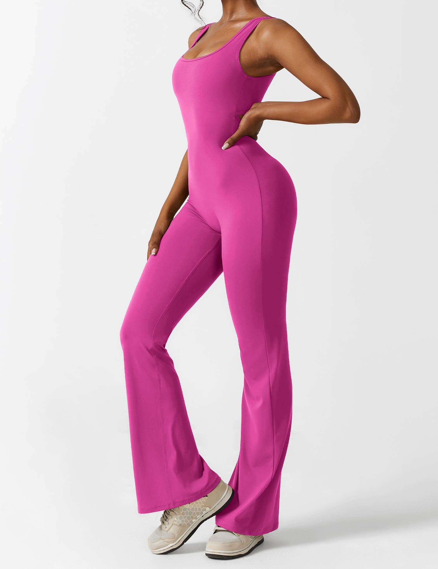 Women’s Open Back Activewear Jumpsuit – Flared Sportswear Outfit