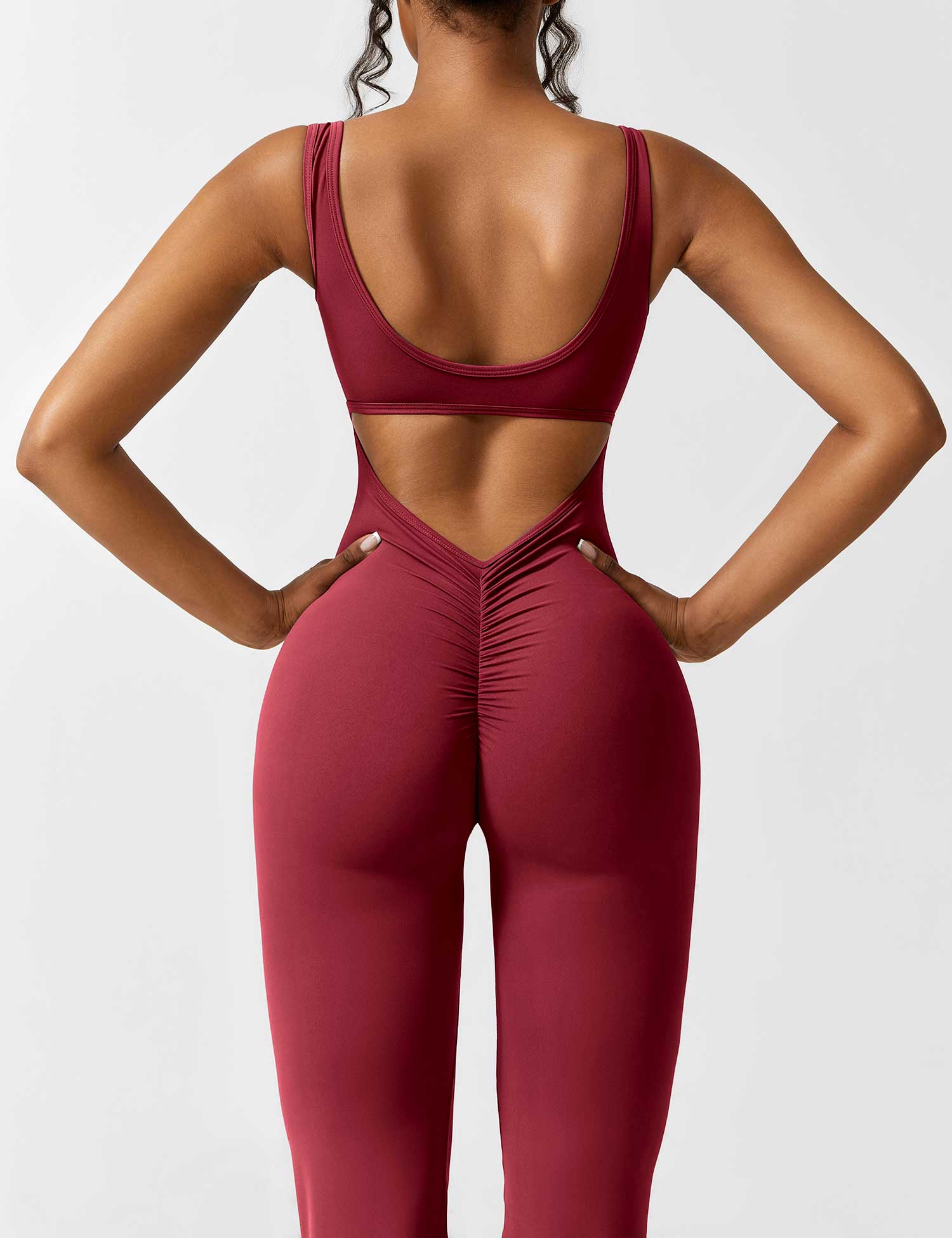 Women’s Open Back Activewear Jumpsuit – Flared Sportswear Outfit